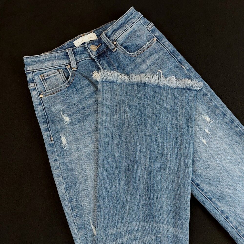Risen Jeans Sweetheart High Rise Vtg Fray Hem Boot Cut Juniors 3 (Fit 25x28.5)
